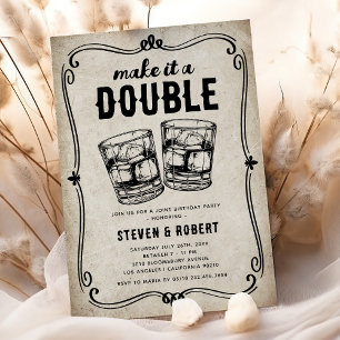 Invitación Fiesta de Cumpleaños Conjunta Envejecida a la Perf