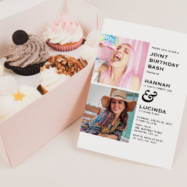 Invitación Fiesta de cumpleaños conjunta moderna 2 Foto