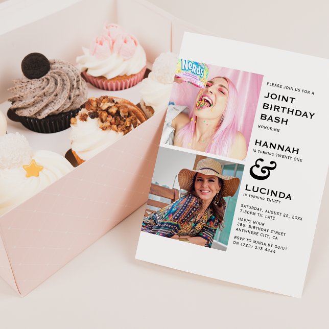 Invitación Fiesta de cumpleaños conjunta moderna 2 Foto (Subido por el creador)