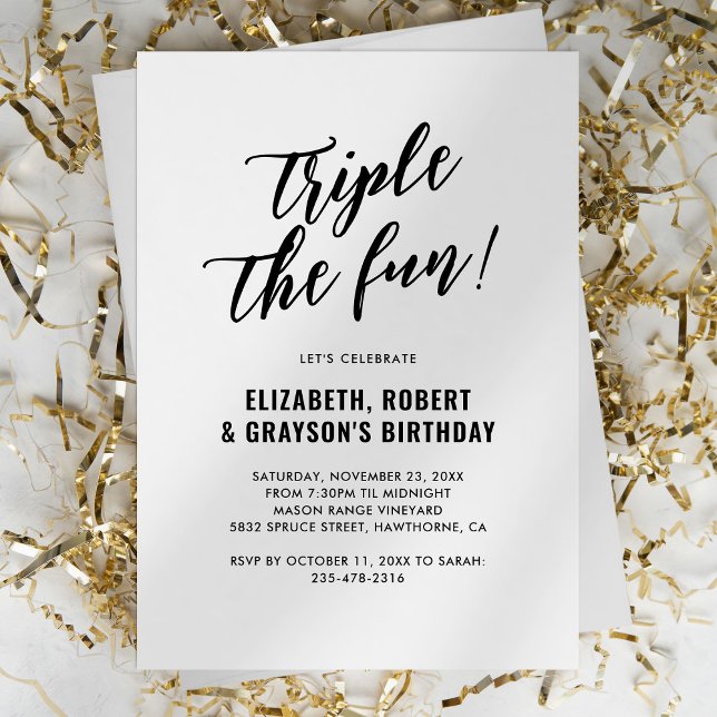 Invitación Fiesta de Cumpleaños Conjunta Moderna Triple Diver (Subido por el creador)