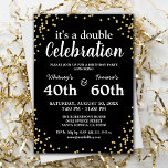 Invitación Fiesta de cumpleaños conjunta para adultos | Purpu<br><div class="desc">¿Estás buscando la invitación perfecta para un cumpleaños conjunto para una celebración para adultos? ¡Aquí lo encontrarás! Con un elegante fondo negro que es fácilmente personalizable, purpurina de confeti dorado y una deliciosa plantilla de celebración doble, esta invitación al cumpleaños adulto seguro hará que cualquier ocasión especial brille. Con su...</div>