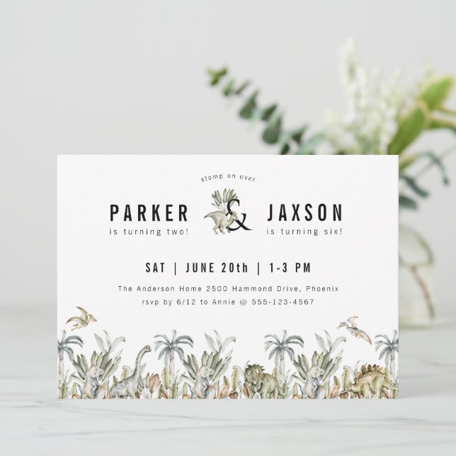 Invitación Fiesta de cumpleaños conjunta sobre el tema de los (Anverso de pie)