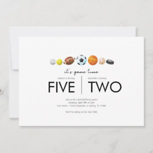 Invitación Fiesta de cumpleaños conjunta - Tema deportivo