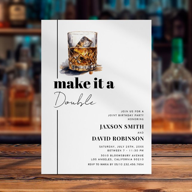 Invitación Fiesta de Cumpleaños Conjunta Whiskey Double Celeb (Subido por el creador)