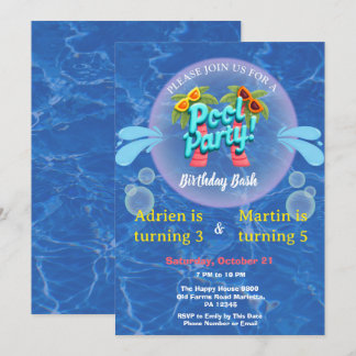 Invitación Fiesta de cumpleaños Cool Tropical Splash Joint Po