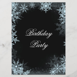 Invitación Fiesta de Cumpleaños Copo de Nieve Azul de Inviern