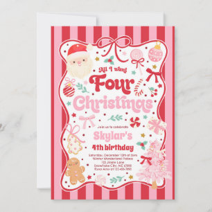 Invitación Fiesta de Cumpleaños Coquette con Lazo de Navidad 