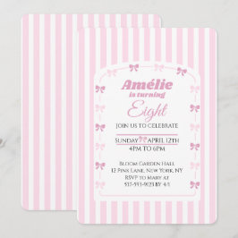 Invitación Fiesta de Cumpleaños Coquette con Lazo Rosa Dulce
