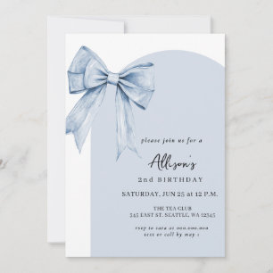 Invitación Fiesta de Cumpleaños Coquette de Lazo Azul