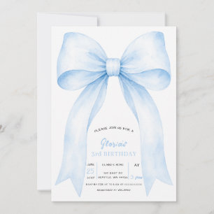Invitación Fiesta de Cumpleaños Coquette de Lazo Azul