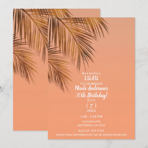 Invitación Fiesta de cumpleaños Coral Palma de Bronce de Baha
