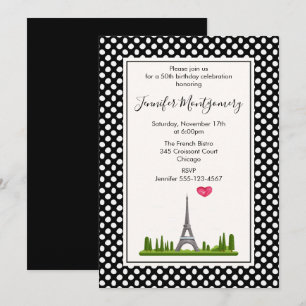 Invitación Fiesta de Cumpleaños Corazón de París con Torre Ei