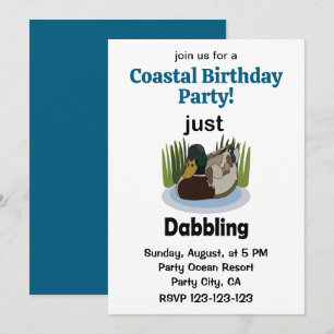 Invitación Fiesta de Cumpleaños Costera con Pato Silbón Solo