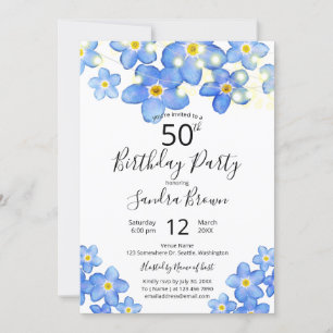Invitación Fiesta de Cumpleaños Country Blue Forget-Me-Nots
