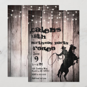 Invitación Fiesta de Cumpleaños Country Granero de Madera Rús