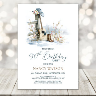 Invitación Fiesta de Cumpleaños Country y Western de 90 años