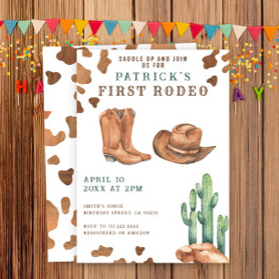 Invitación Fiesta de cumpleaños Cowboy Wild West 1er Rodeo