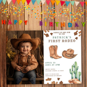 Invitación Fiesta de cumpleaños Cowboy Wild West 1er Rodeo 