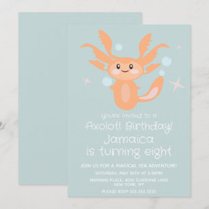 Invitación Fiesta de Cumpleaños Criatura Oceánica Ajolote Pas
