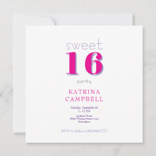 Invitación Fiesta de Cumpleaños Cuadrada Dulce 16 Rosa Calien