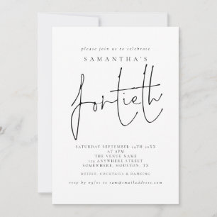 Invitación Fiesta de cumpleaños cuarenta con estilo de letra