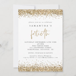 Invitación Fiesta de cumpleaños cuarenta Glam Gold Glitter