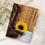 Invitación Fiesta de cumpleaños de 16 granos de girasol<br><div class="desc">Invite a sus huéspedes a su próximo fiesta de b-day con la encantadora Invitación de la fiesta de cumpleaños Sunflower y Cowboy Boots Sweet 16. Personalizar con un nombre personal y dulces detalles específicos de dieciséis fiestas. Esta moda rústica, informal pero elegante, de estilo personalizado, inspirada en un rancho de...</div>