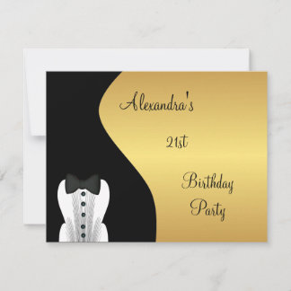 Invitación Fiesta de cumpleaños de 21 años de corbata negra n