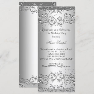 Invitación Fiesta de cumpleaños de 3 diamantes plateados