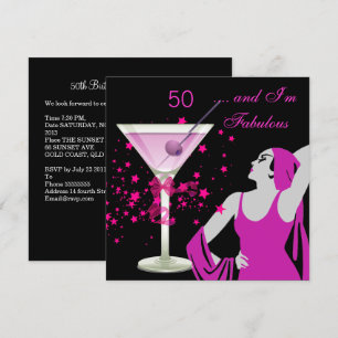 Invitación Fiesta de Cumpleaños de 50 años Fabulosa Diva Rosa