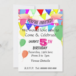 Invitación Fiesta de cumpleaños de 5 años