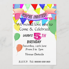 Invitación Fiesta de cumpleaños de 5 años