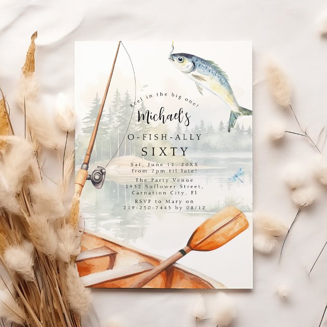Invitación Fiesta de Cumpleaños de 60 años con tema de pesca  (Subido por el creador)