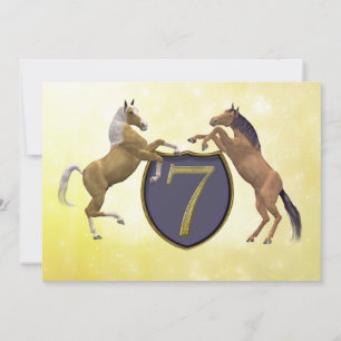 Invitación Fiesta de cumpleaños de 7 años para criar caballos