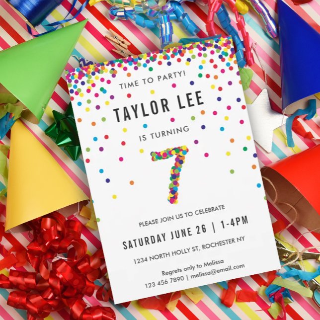 Invitación Fiesta de cumpleaños de 7 años, séptimo cumpleaños (Subido por el creador)