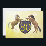 Invitación Fiesta de cumpleaños de 80 años que cría caballos<br><div class="desc">Criar caballos con un escudo heráldico. Una invitación de fiesta inusual. Ver todas las tarjetas de gama en mi tienda.http://www.zazzle.com/eggznbeenz</div>