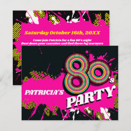 Invitación fiesta de cumpleaños de 80 o eventos de color rosa