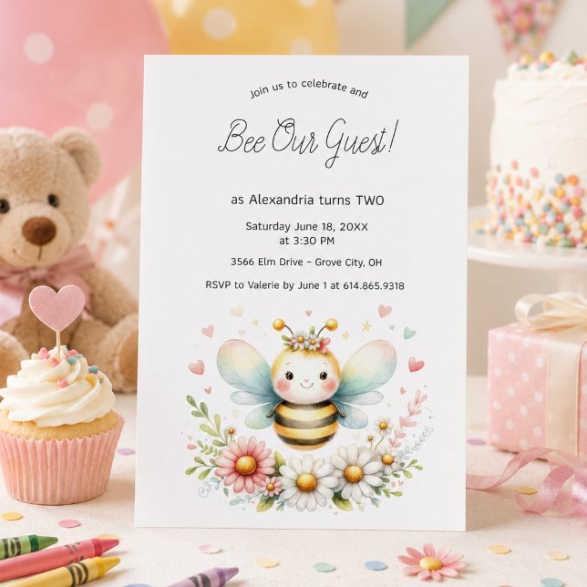 Invitación Fiesta de cumpleaños de abeja bobalicona (Subido por el creador)