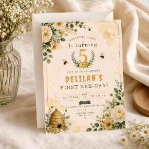 Invitación Fiesta de Cumpleaños de Abeja de Flor Silvestre