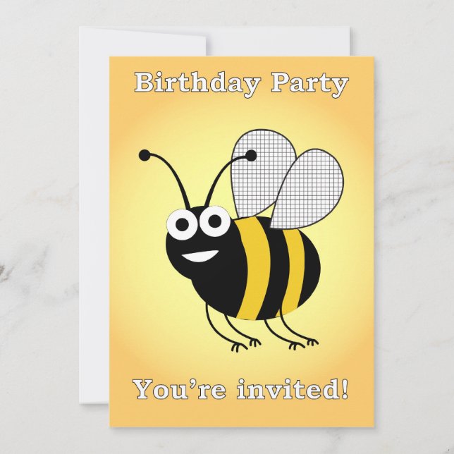 Invitación fiesta de cumpleaños de abejas (Anverso)