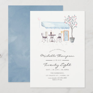Invitación Fiesta de cumpleaños de acuarela de Café de París 
