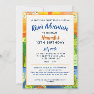 Invitación Fiesta de cumpleaños de adolescente en Summer Rive