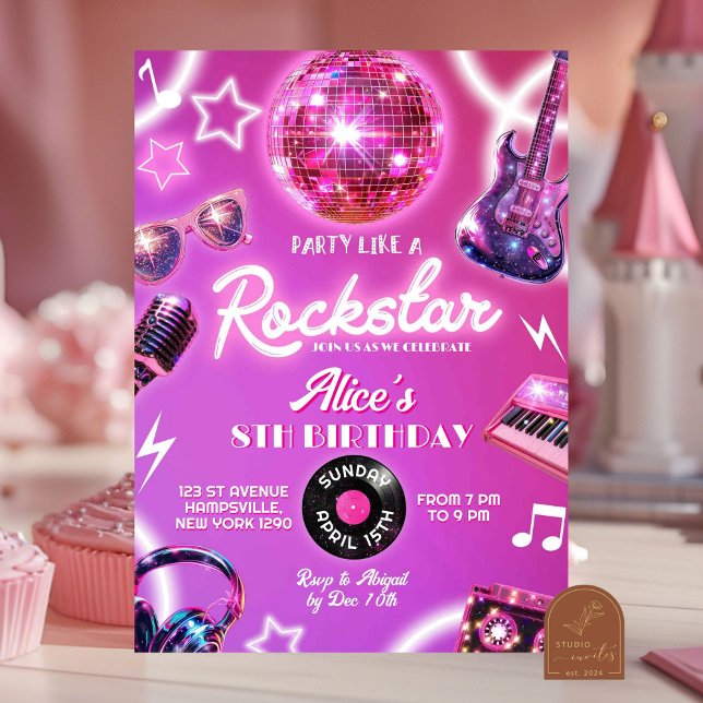 Invitación Fiesta de cumpleaños de adolescente estrella de ro (Subido por el creador)