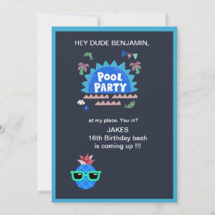 Invitación fiesta de cumpleaños de adolescente tipo pool