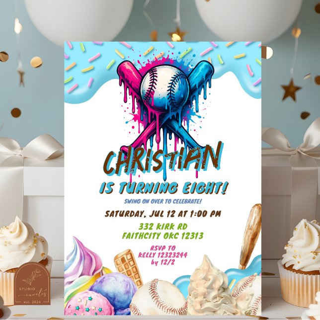 Invitación Fiesta de cumpleaños de adolescentes con helado de (Subido por el creador)