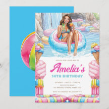 Fiesta de cumpleaños de adolescentes en la piscina