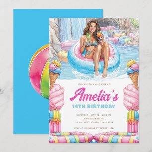 Invitación Fiesta de cumpleaños de adolescentes en la piscina