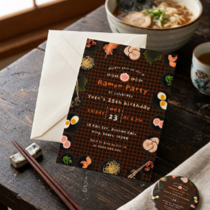 Invitación Fiesta de cumpleaños de adorables amantes de ramen