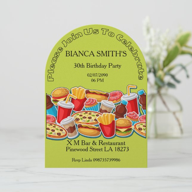 Invitación Fiesta de cumpleaños de adulto (Anverso de pie)