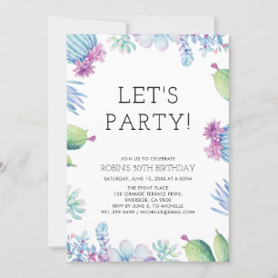 Invitación Fiesta de Cumpleaños de Adulto de Verano Floral Tr
